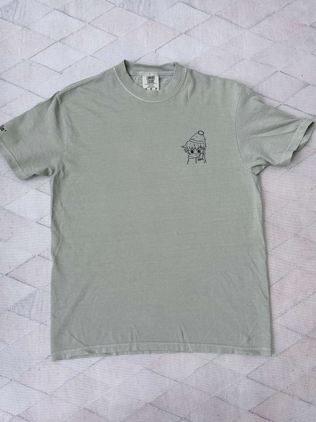 Chillin Embroidered Sleeve T-Shirt - Minimalist Line Art