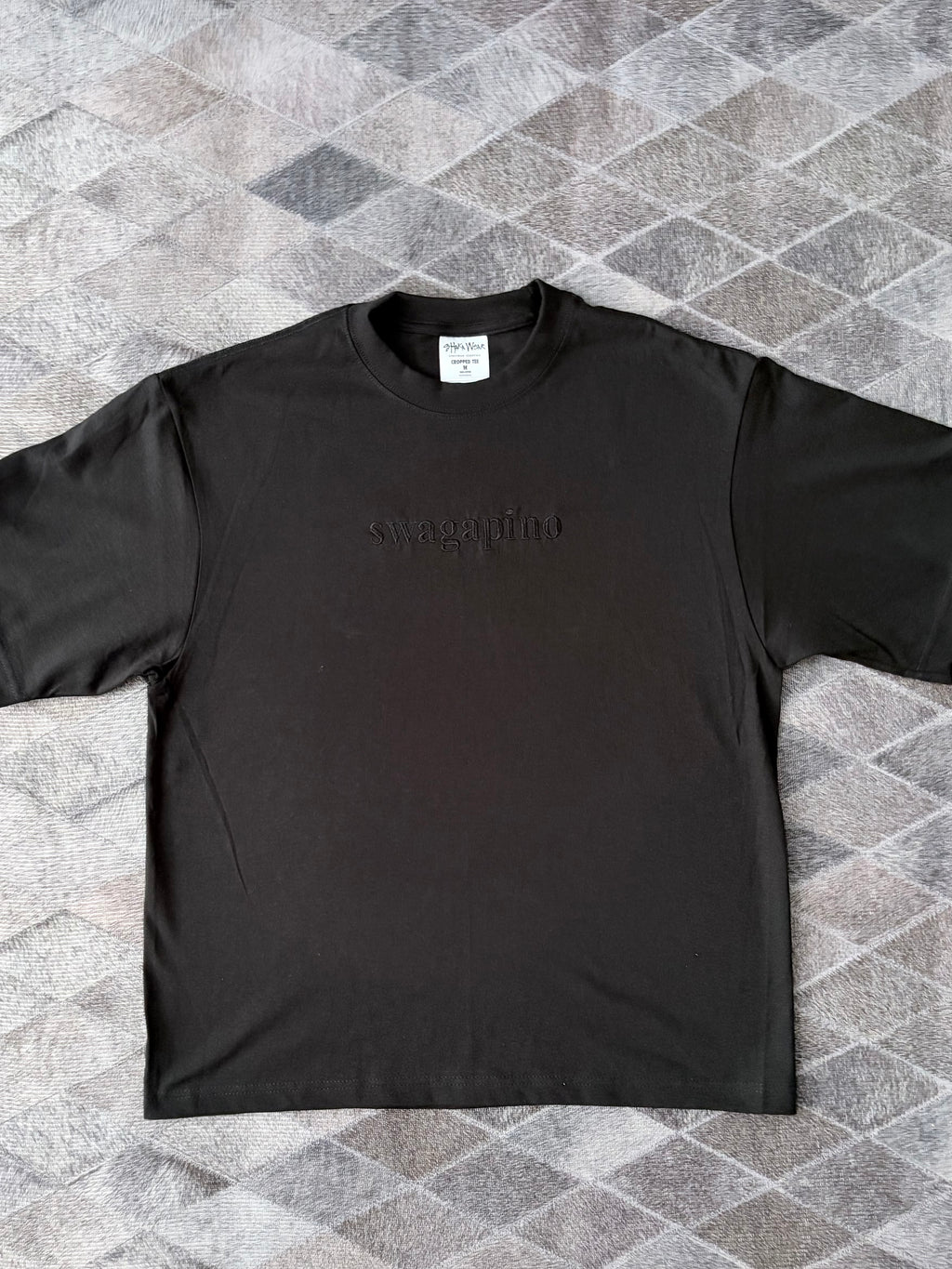 Swagapino Cropped T-Shirt - Embroidered Filipino Sun Sleeve