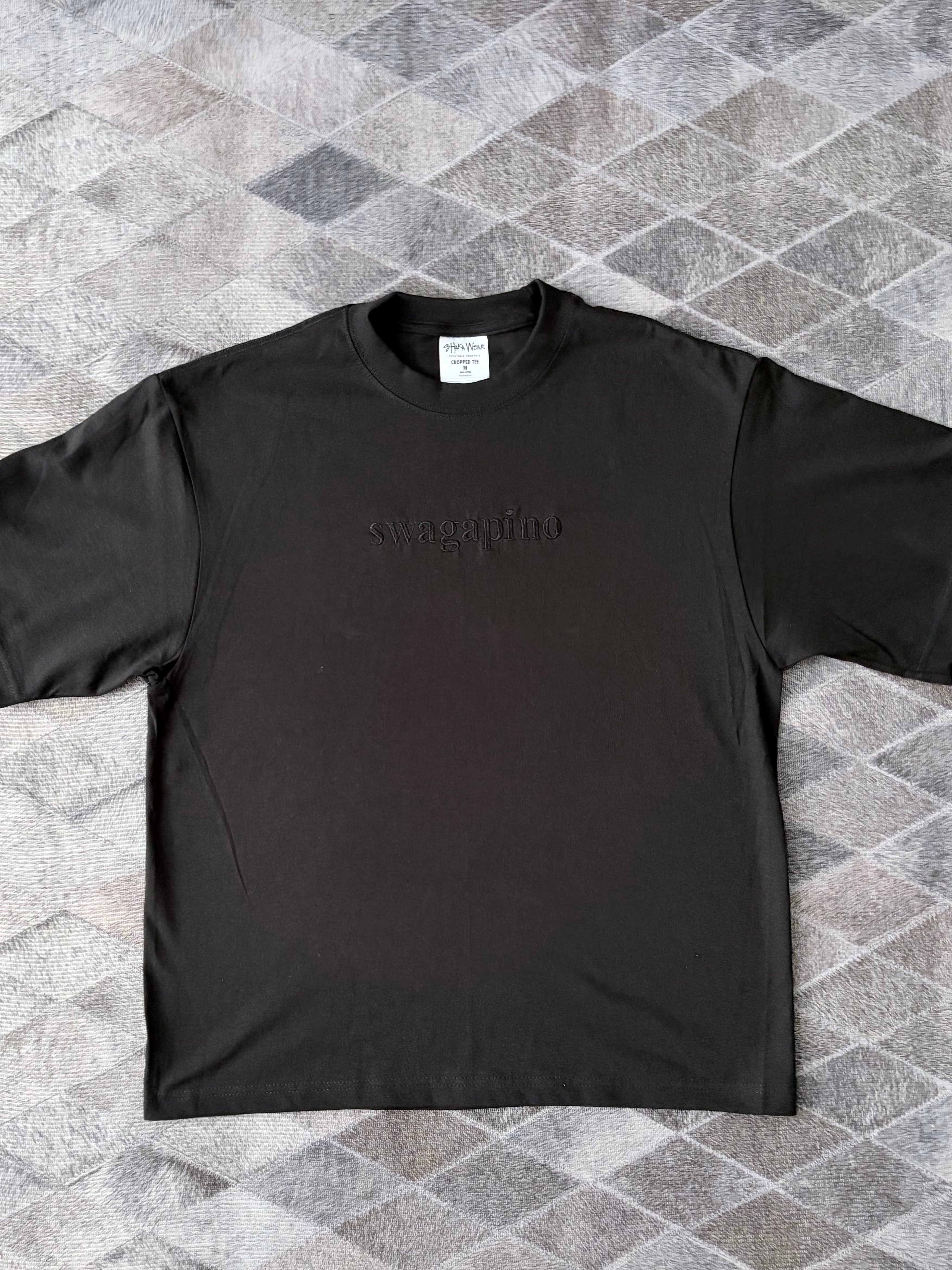 Swagapino Cropped T-Shirt - Embroidered Filipino Sun Sleeve