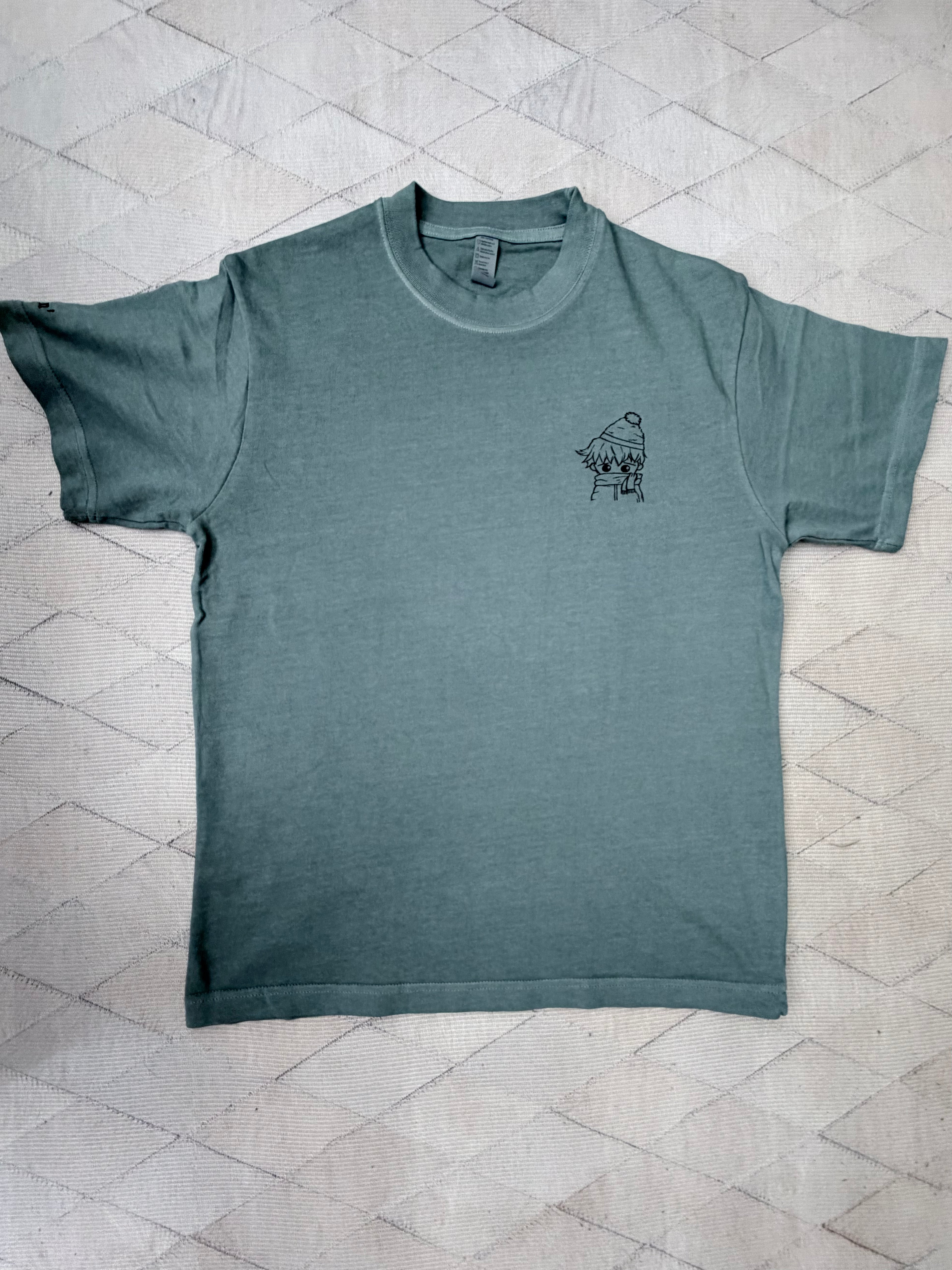 Chillin Embroidered Sleeve T-Shirt - Minimalist Line Art