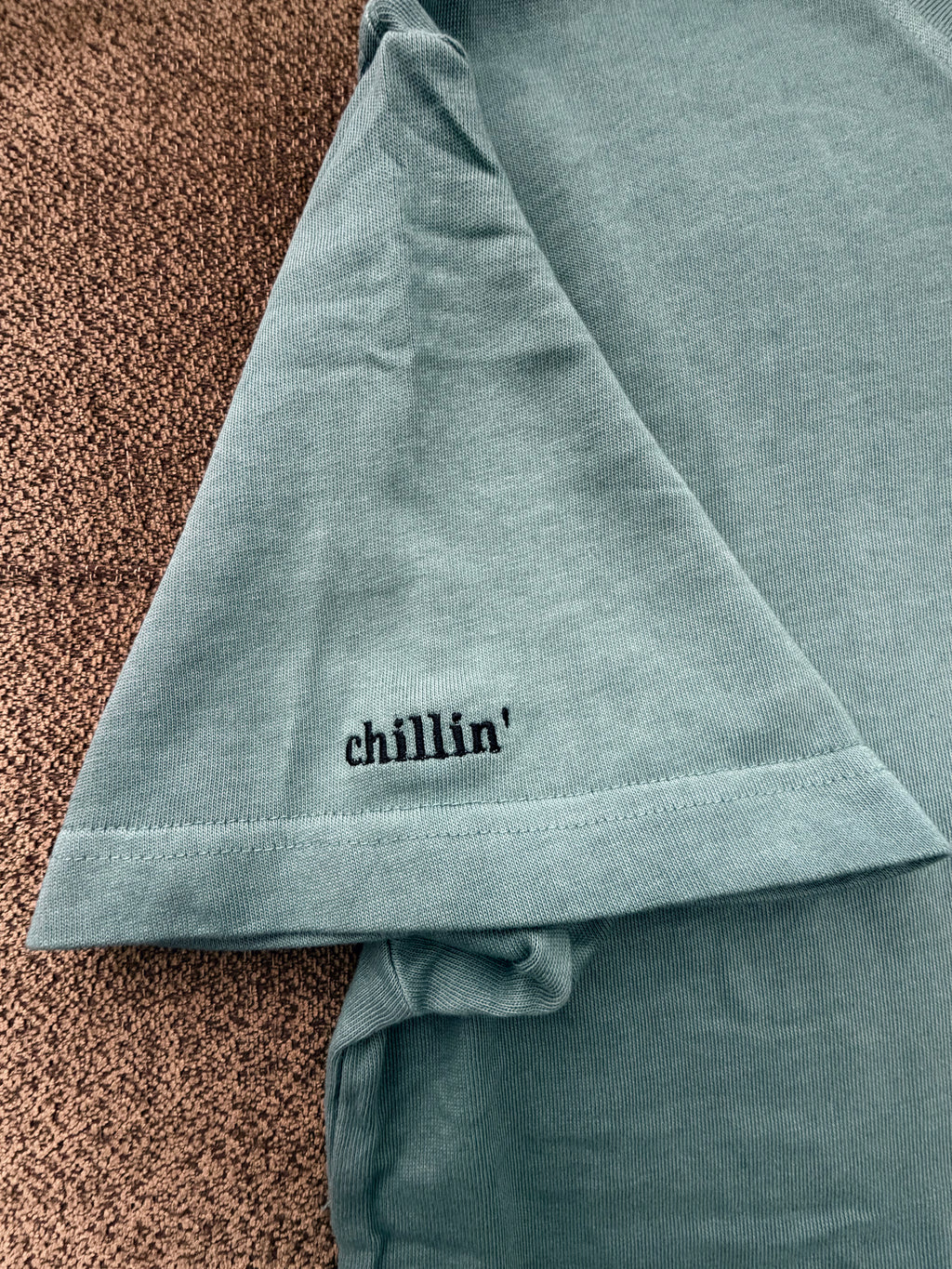 Chillin Embroidered Sleeve T-Shirt - Minimalist Line Art