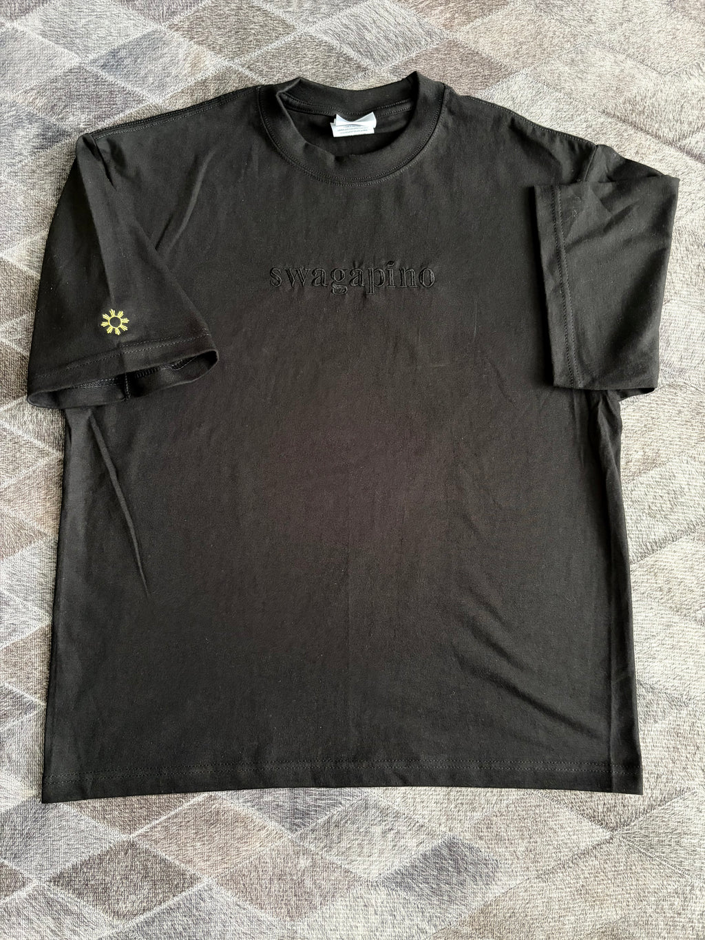 Swagapino Cropped T-Shirt - Embroidered Filipino Sun Sleeve