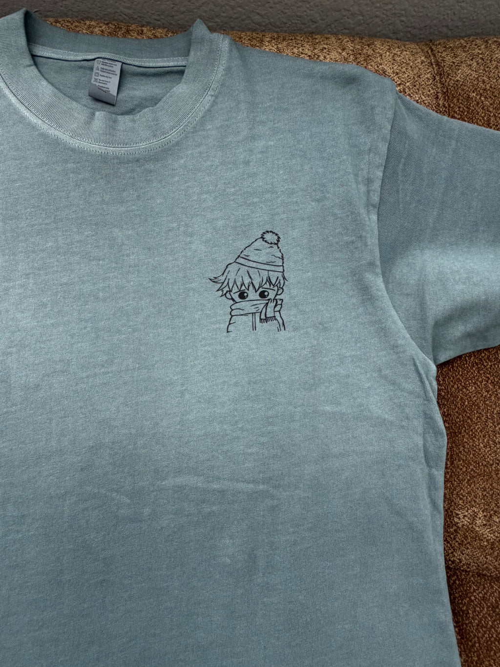 Chillin Embroidered Sleeve T-Shirt - Minimalist Line Art