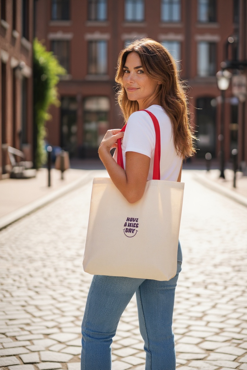 Canvas bag - Have a Nice Day (red strap)